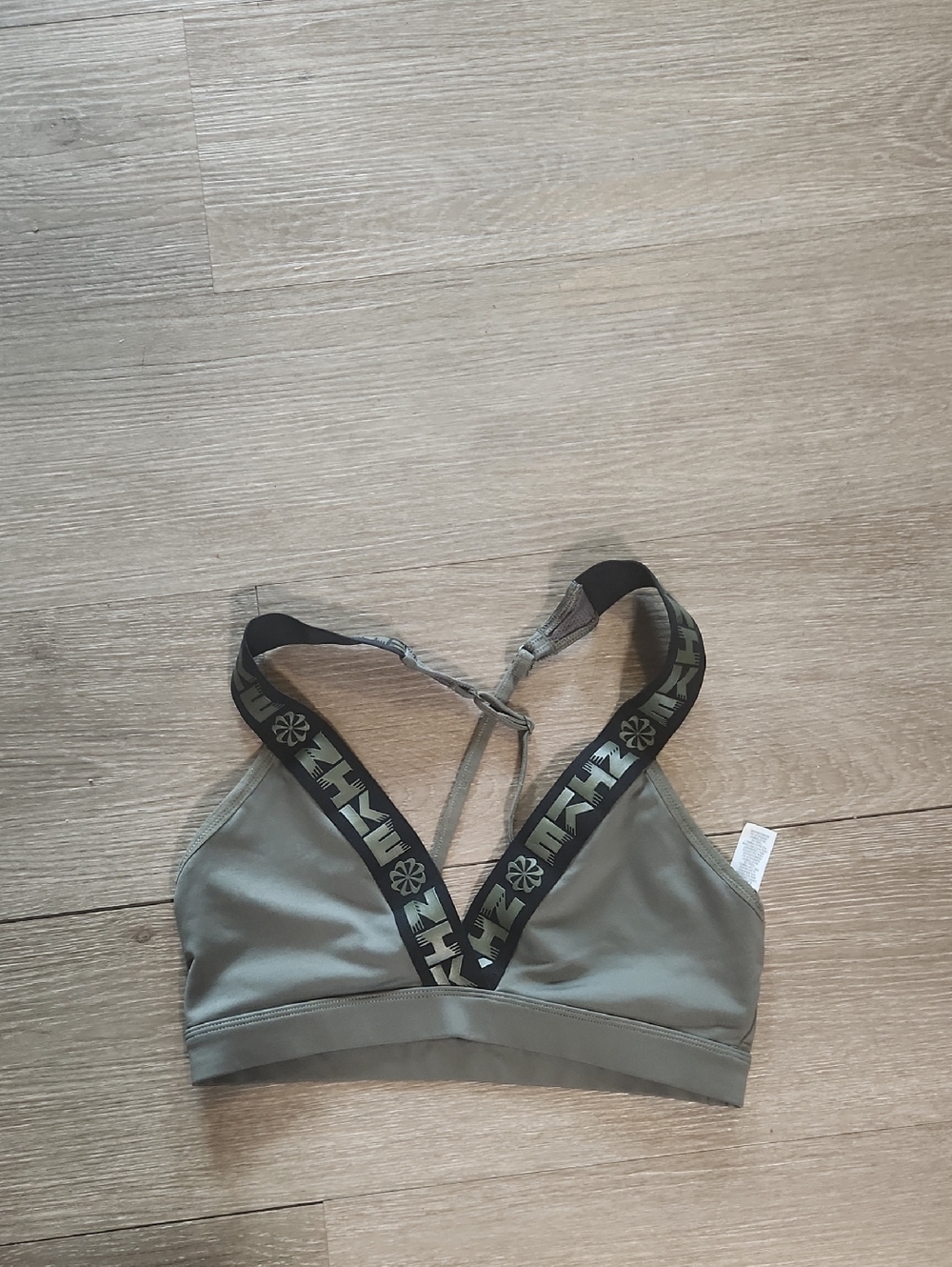 Nike Olive Green Strappy Sports Bra with Branded Elastic